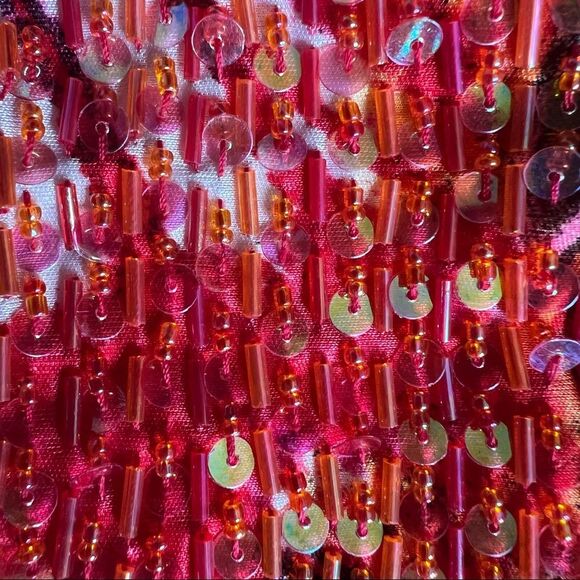 Deb's Y2K Strapless Sequin Coral Colorful Pleated Formal Prom Maxi Gown - Picture 6 of 13